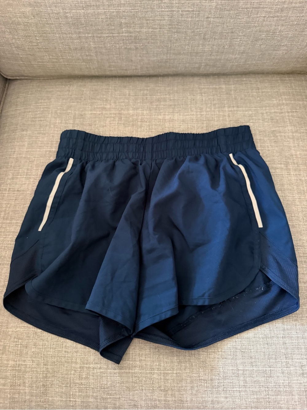 Women's Navy Athletic Running Shorts with White Trim